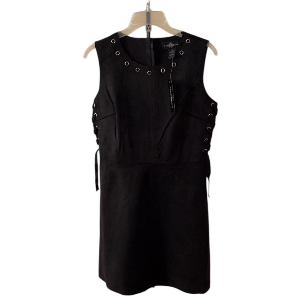 Karen Brooks Little Black Lace Up Side Suede Dress